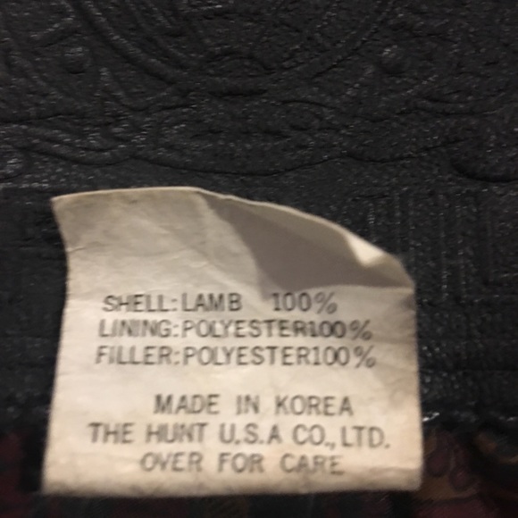 Shearling fur leather bomber jacket large black - Picture 6 of 8